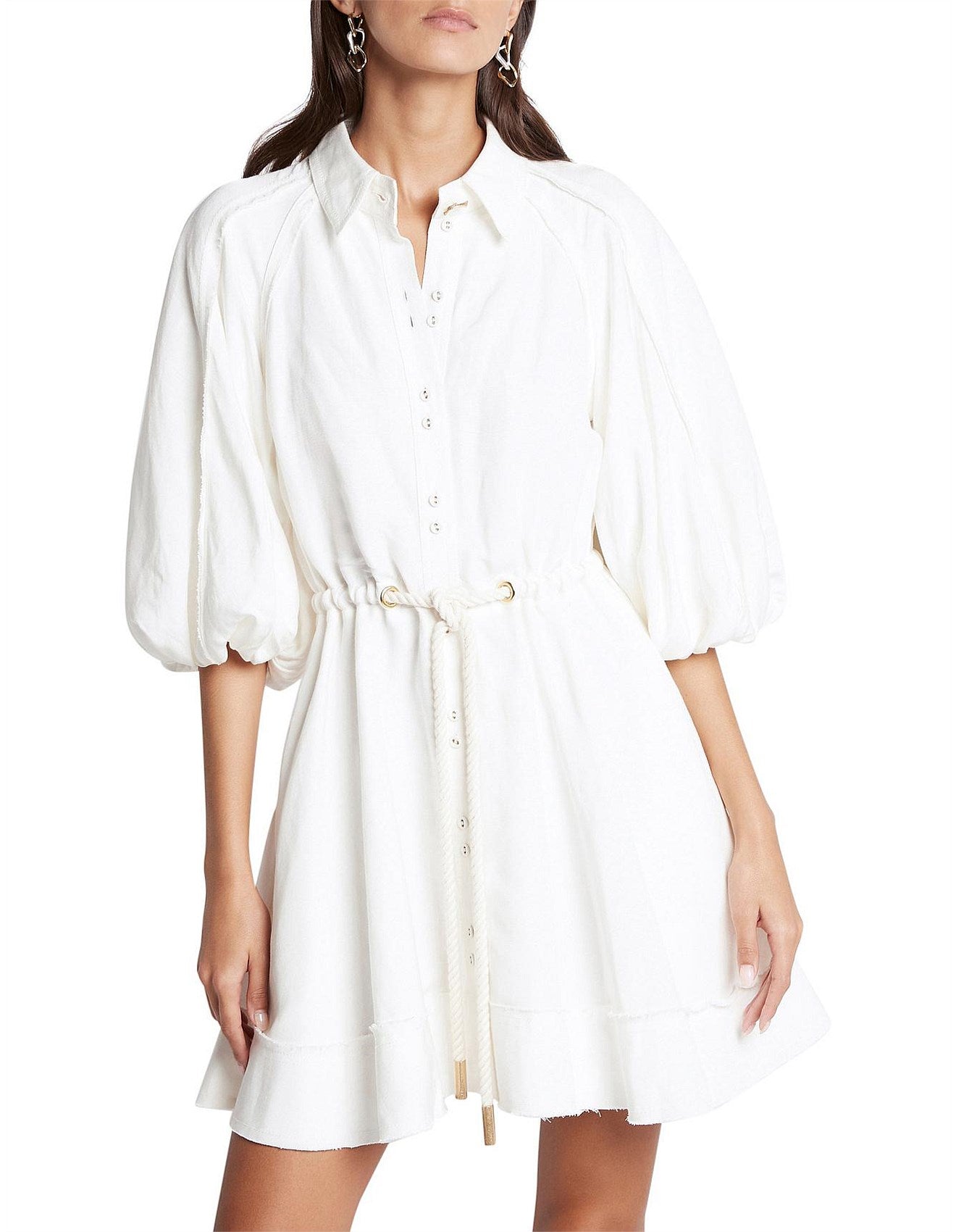 aje white shirt dress AJE Women's Reva Wave Trim Mini Dress