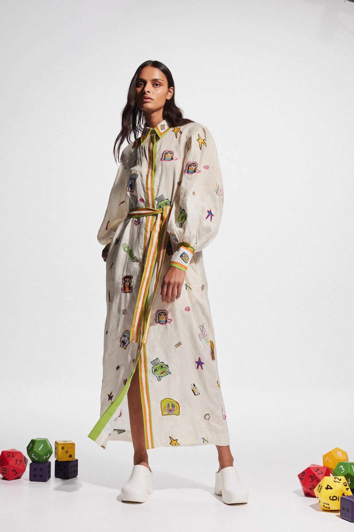 ALEMAIS - Checkers Embroidered Shirtdress Ocean Rentals Boutique ALEMAIS - Checkers Embroidered Shirtdress Ocean Rentals Boutique