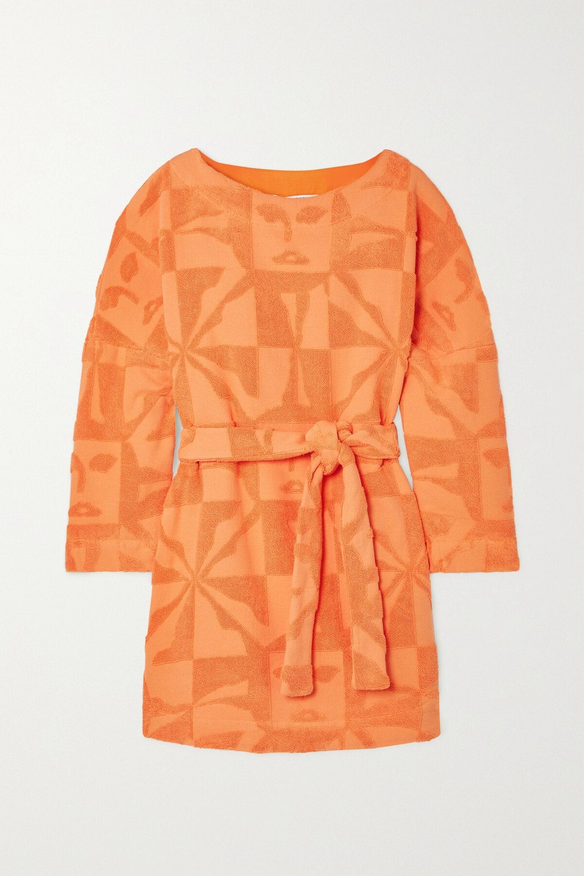 orange toweling material dress