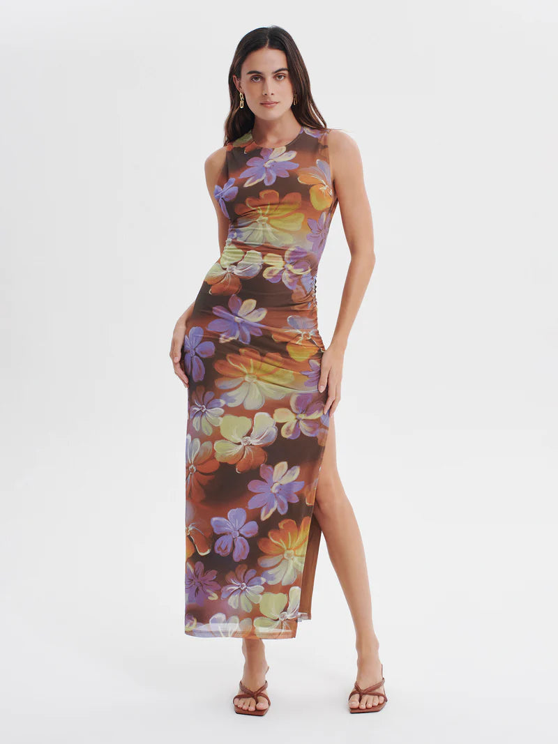 OWNLY - Anais Midi Dress in Hibiscus Rum