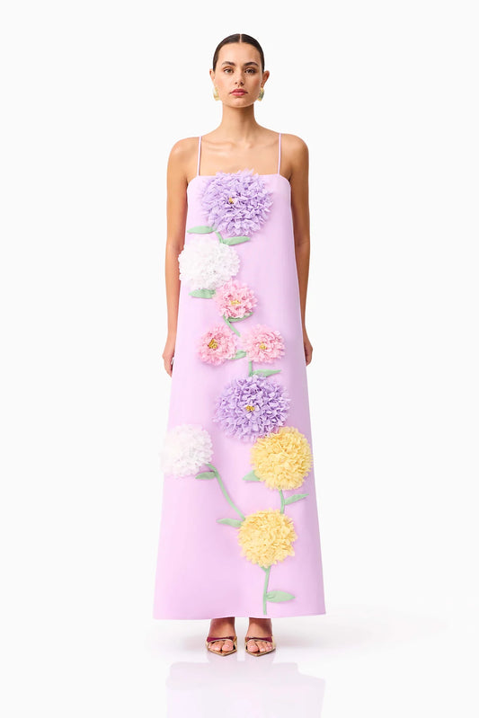 ELLIATT - Buttercup Embroidered Maxi Dress in Purple