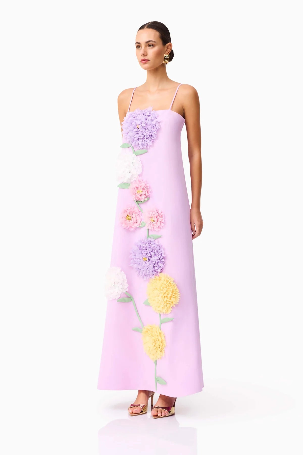 ELLIATT - Buttercup Embroidered Maxi Dress in Purple