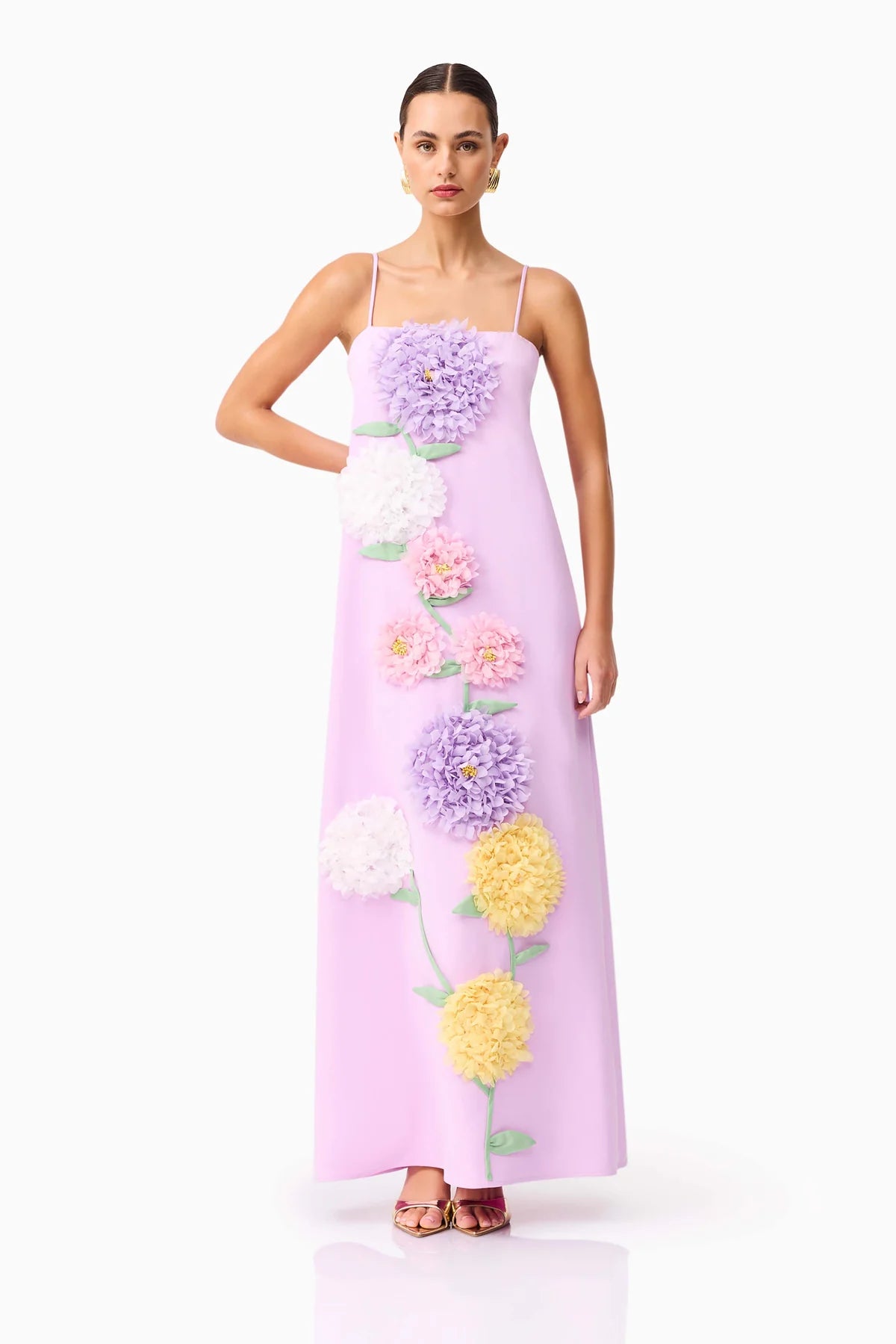 ELLIATT - Buttercup Embroidered Maxi Dress in Purple