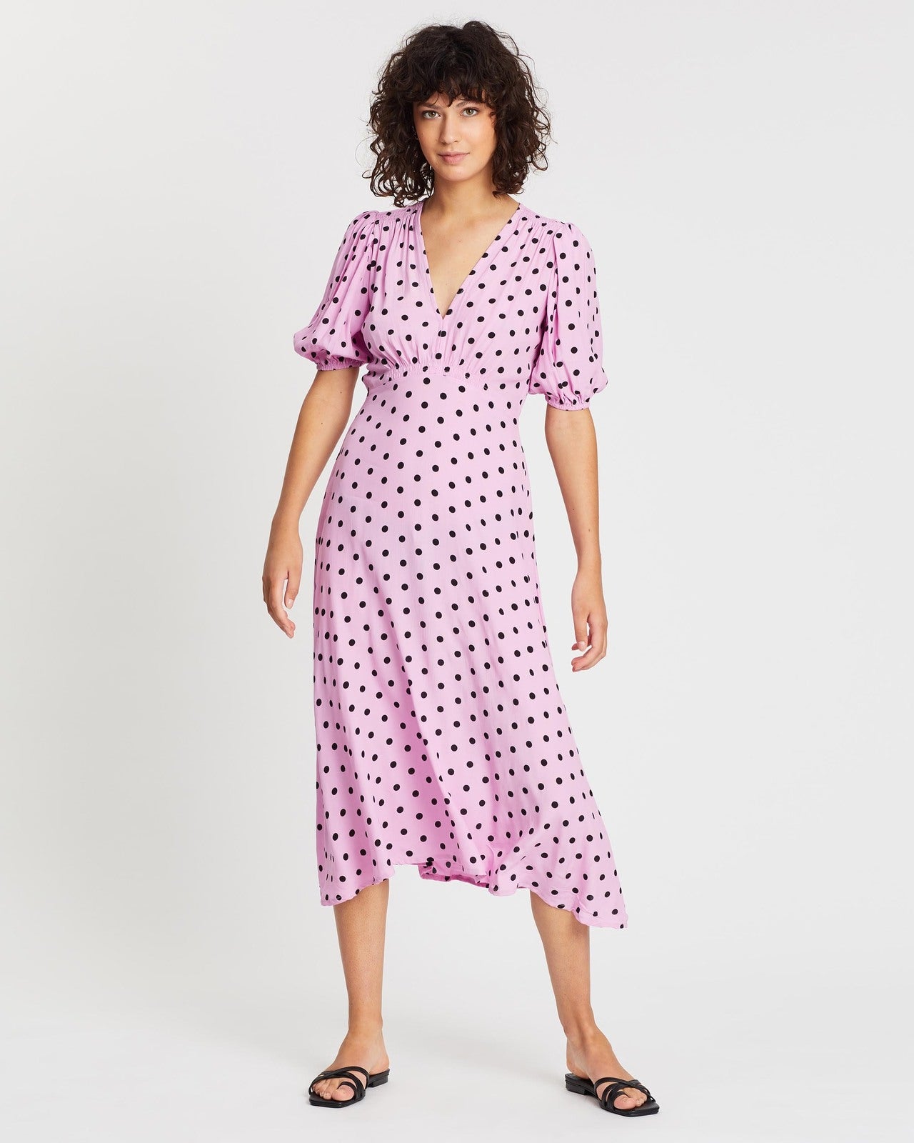 FAITHFULL THE BRAND - Vittoria Polka Dot Short Sleeve Midi