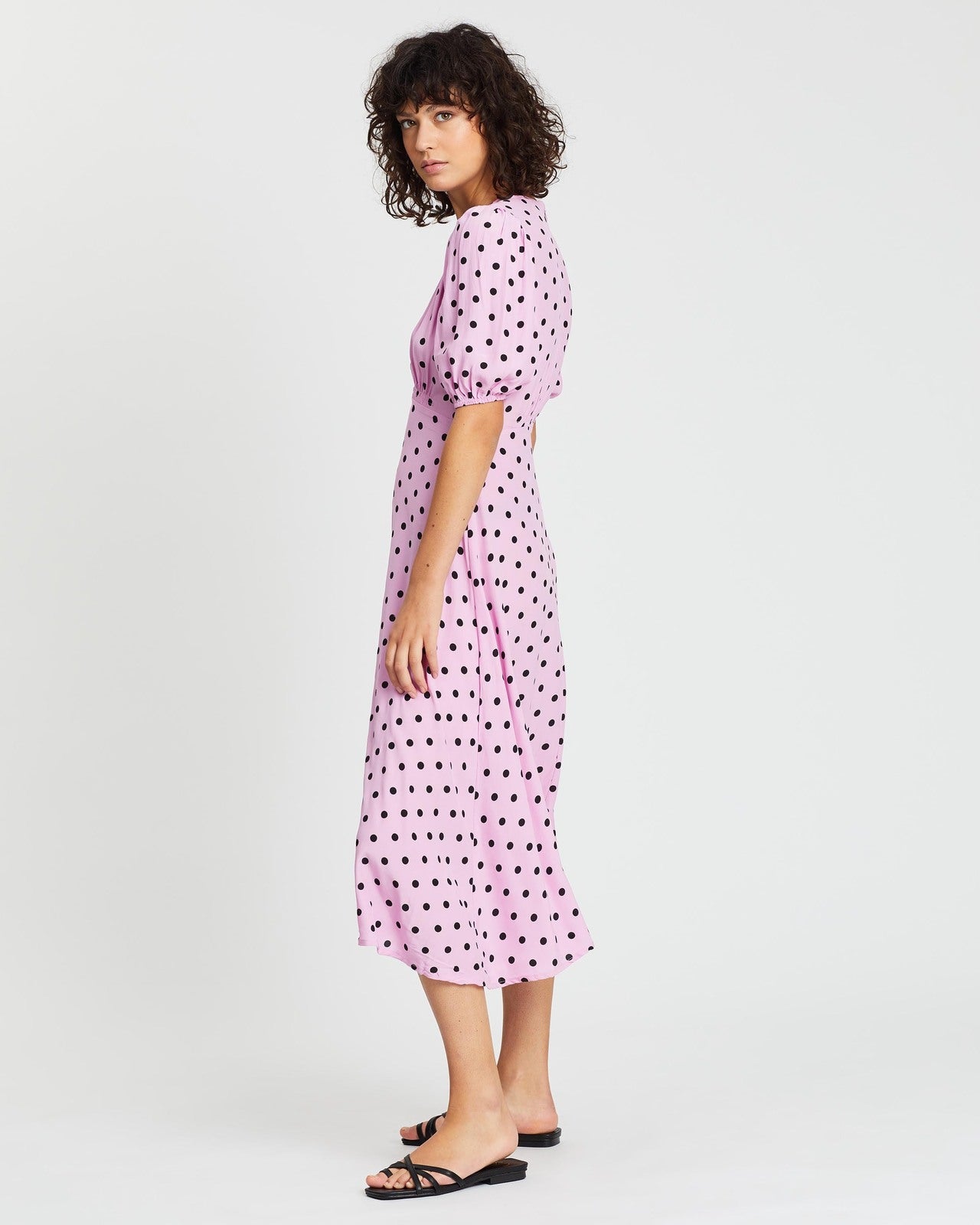 FAITHFULL THE BRAND - Vittoria Polka Dot Short Sleeve Midi