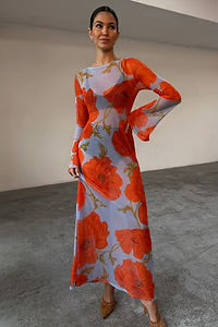 NEVER FULLY DRESSED - Blue Poppy Aria Mesh Dress