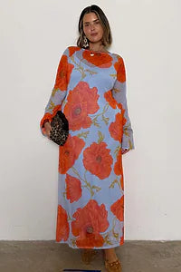 NEVER FULLY DRESSED - Blue Poppy Aria Mesh Dress