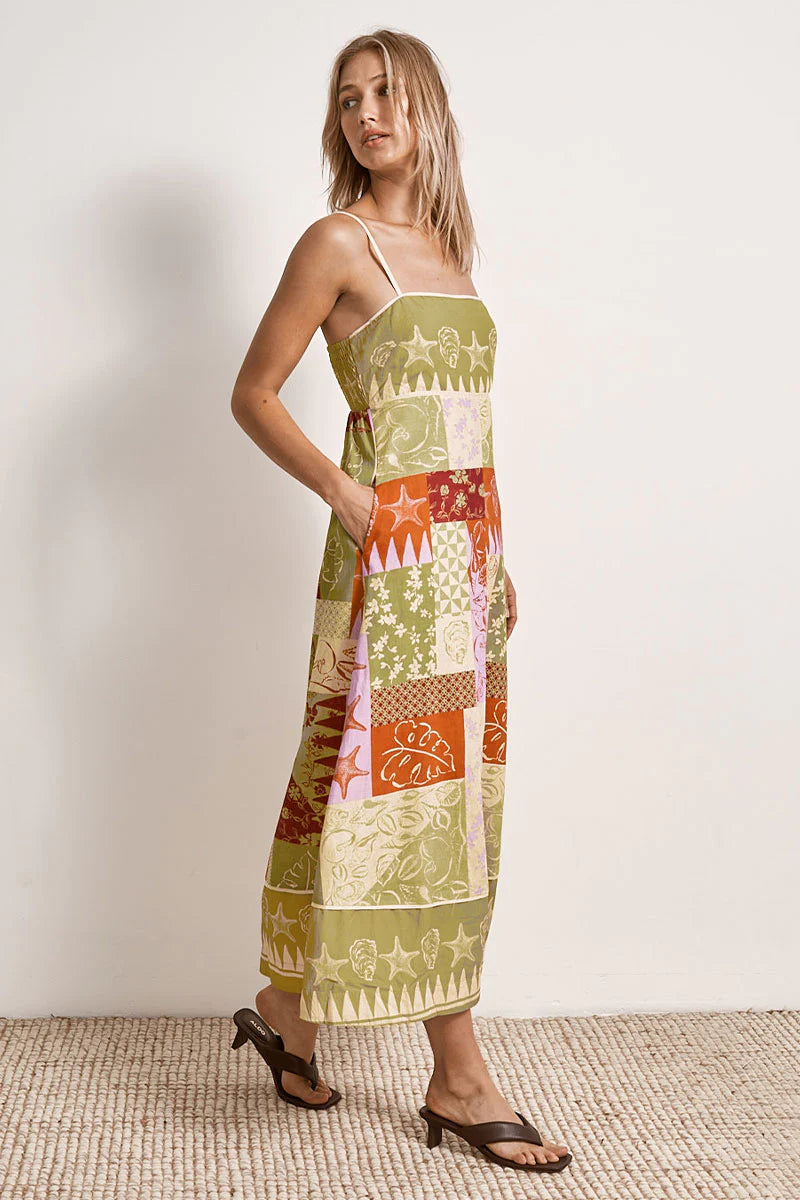 MON RENN - Cove Patchwork Midi Dress