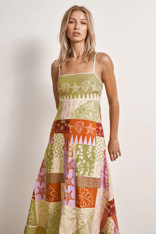 MON RENN - Cove Patchwork Midi Dress