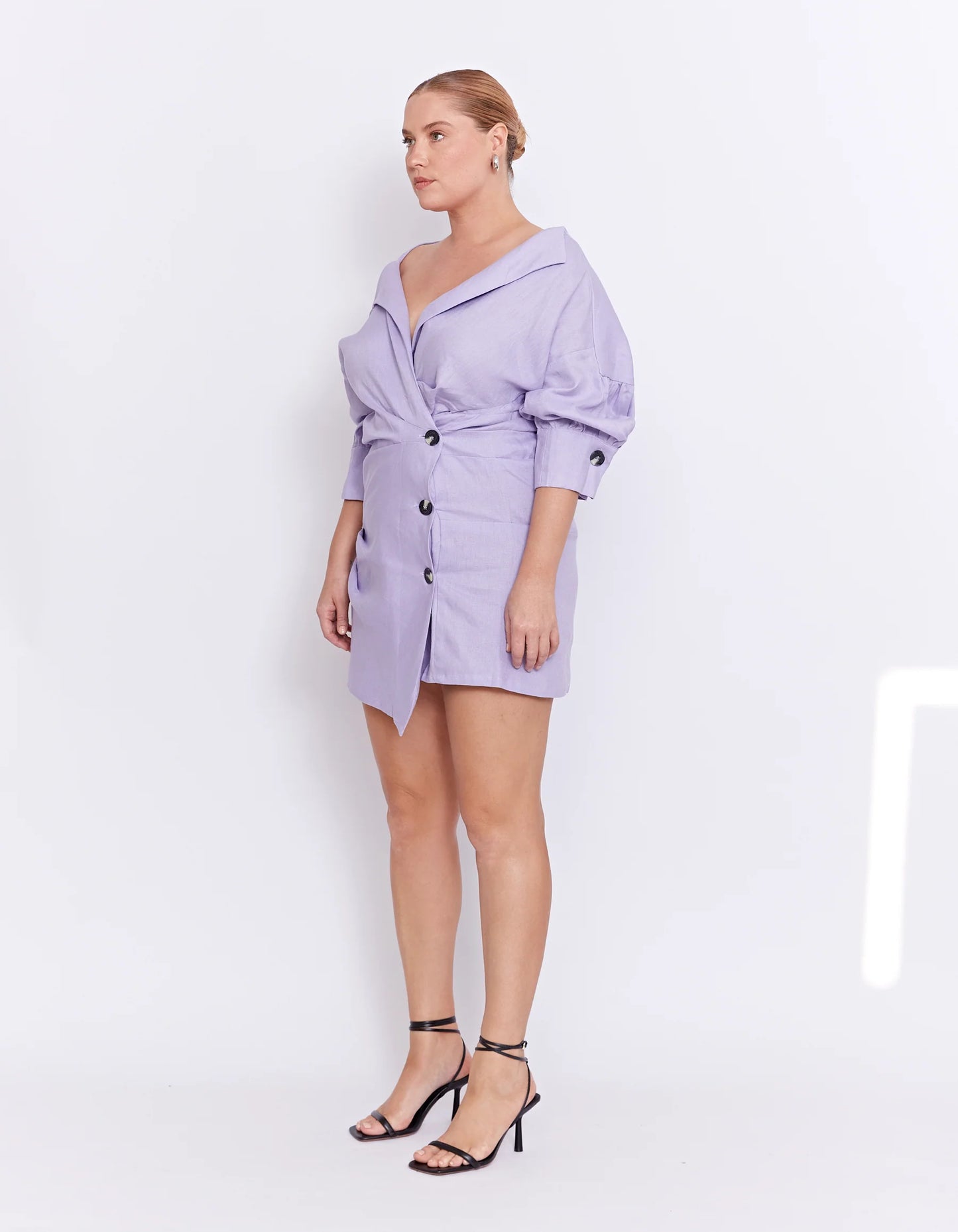 off the shoulder purple mini dress