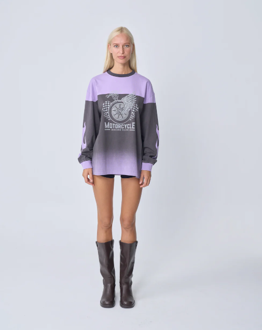 Near The Sea - Moto Long Sleeve Tee Lilac