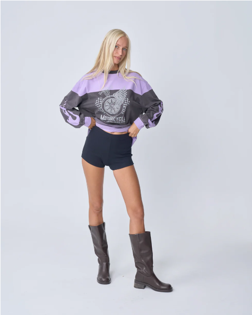Near The Sea - Moto Long Sleeve Tee Lilac