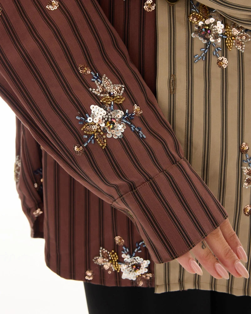 Embellished Half N Half Stripe Shirt - The Tales