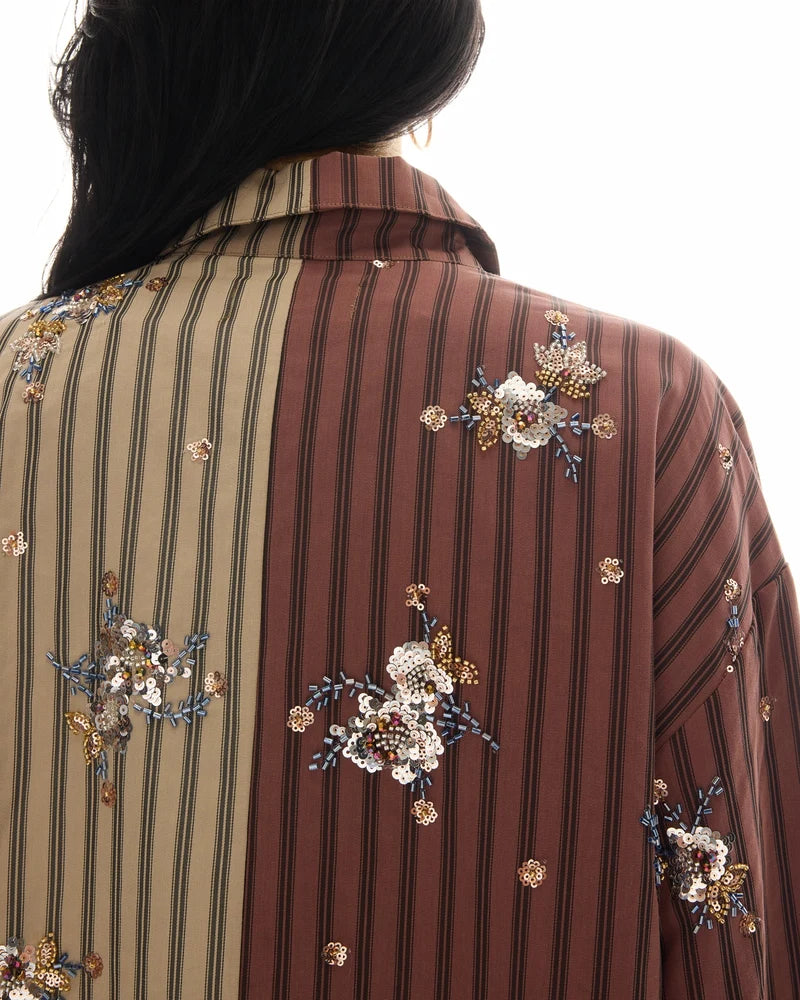 Embellished Half N Half Stripe Shirt - The Tales