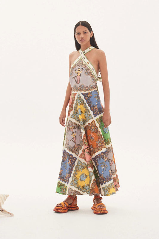 ALEMAIS - Trippy Troppo Halter Midi Dress