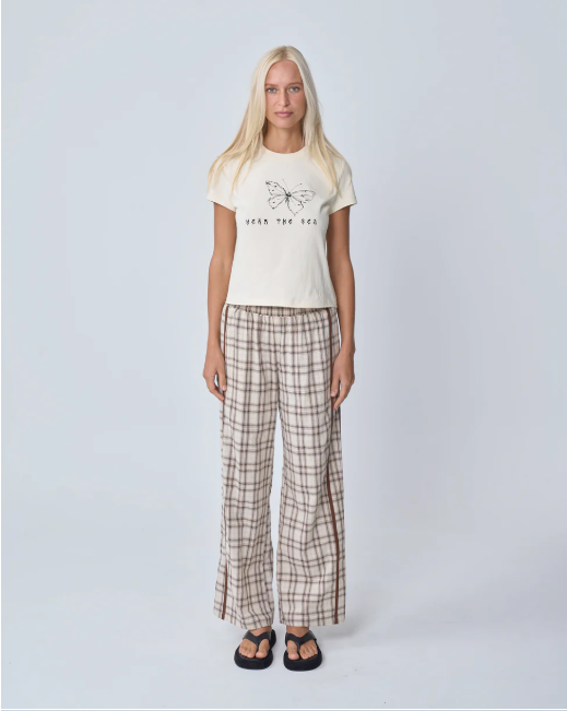 Near The Sea - Racer Pant Brown Plaid
