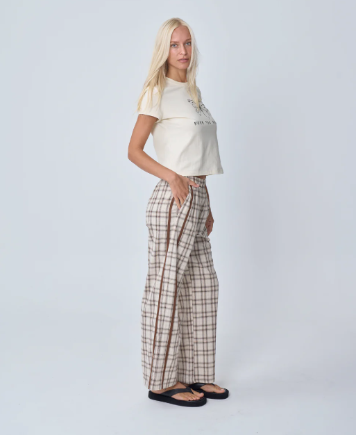 Near The Sea - Racer Pant Brown Plaid