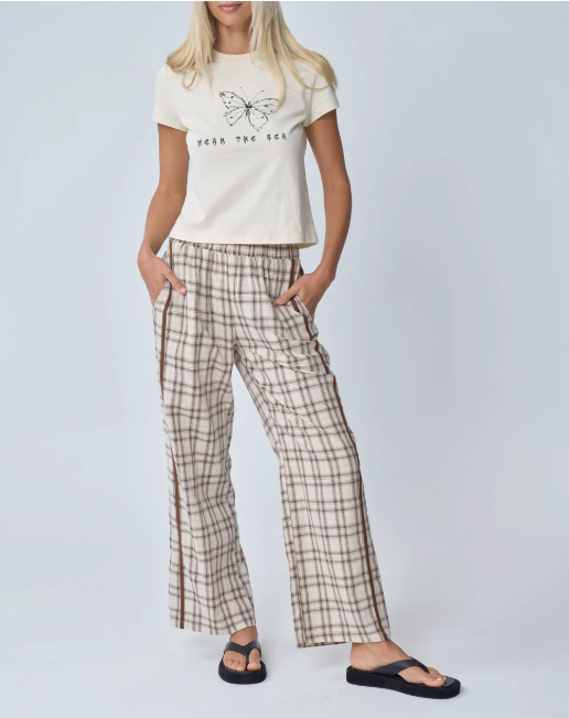 Near The Sea - Racer Pant Brown Plaid